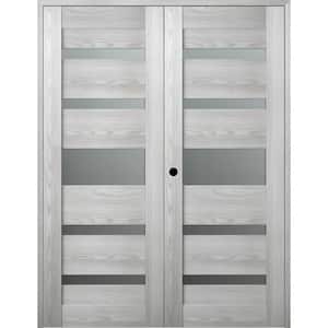 Vona- 07-05 60 in. x 80 in. Right Hand Active 5-Lite Frosted Glass Ribeira Ash Wood Composite Double Prehung French Door