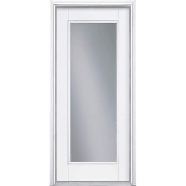 Masonite 32 in. x 80 in. Right-Hand/Inswing Premium Full Lite Clear Glass Primed Steel Prehung Front Door with Brickmold