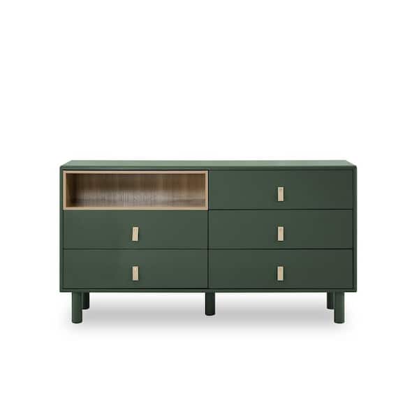 Unbranded 55 in. W x 16 in. D x 30 in. H Green Linen Cabinet with Drawer