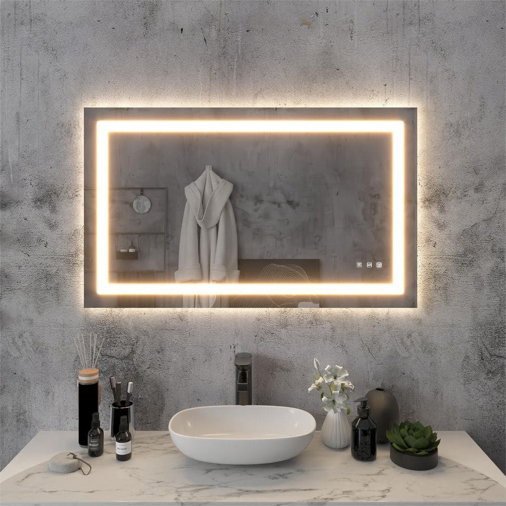 40 in. W x 24 in. H Rectangular Frameless LED Light Anti-Fog Wall Bathroom Vanity Mirror with Backlit and Front Light price history on PriceWatchPro