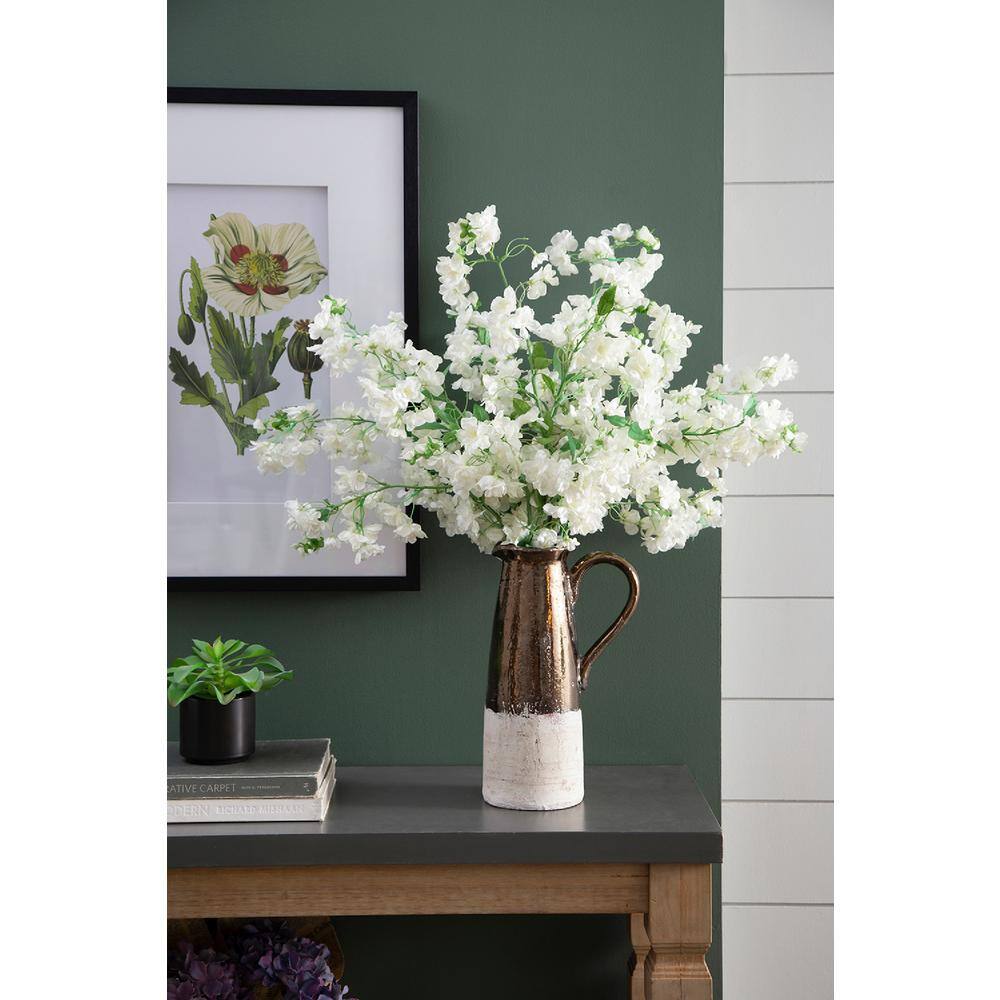 40" White Faux Cherry Blossom Stems - Set of 6