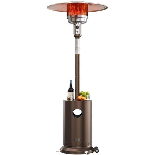 50,000 BTU Bronze Gas Patio Heater Plus Integrated Drinks Table Home and Residential Triple Safety Protection