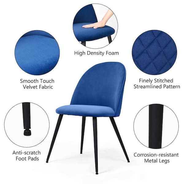 Mydepot Dark Blue Velvet Upholstered Dining Chairs Accent Diner