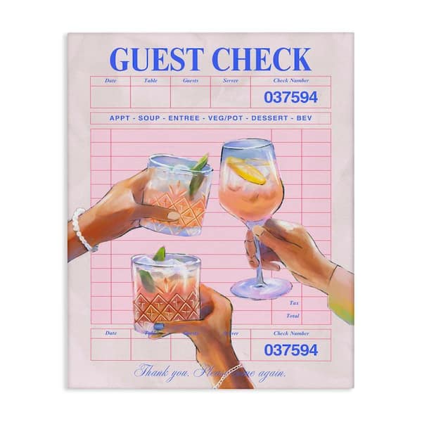 Cheers over Guest Check by House of Lulu Unframed Food Graphic Art Print 20 in. x 16 in.