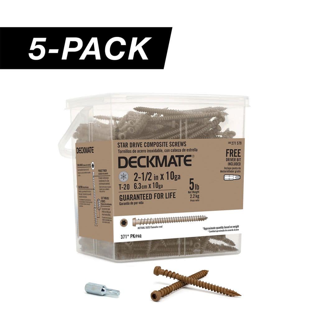 5-Pack #10 x 2-1/2 in. Brown Star Drive Pan-Head Composite Deck Screws (25 lb. / 1,855-Piece) price history on PriceWatchPro