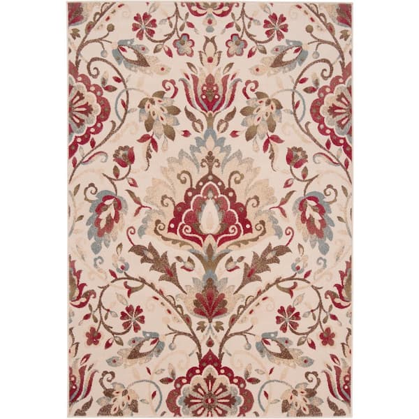 Livabliss Ceraria Dark Red 5 ft. x 8 ft. Indoor Area Rug