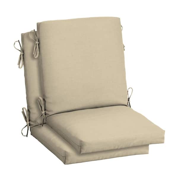 ARDEN 18 in. x 16.5 in. Mid Back Outdoor Dining Chair Cushion in Tan Leala (2-Pack)