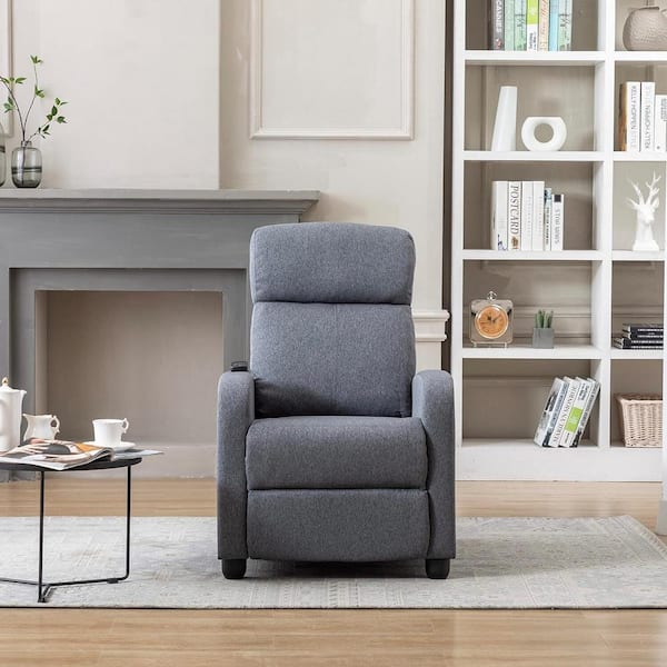 FENBAO Gray Living Room Recliner Chair, Fabric Adjustable Single Recliner Sofa Home Theater Seating Reading Chair for Bedroom