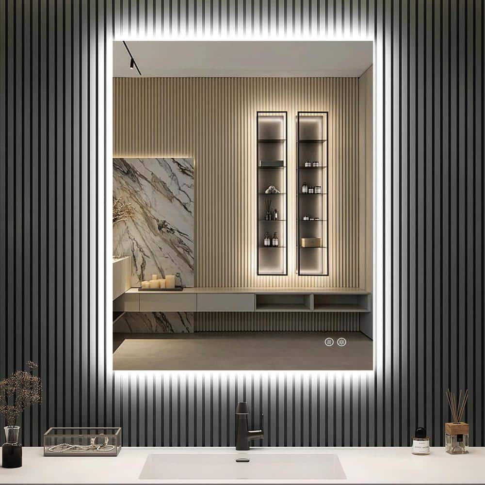 36 in. W x 30 in. H Large Rectangular Frameless Anti-Fog LED Wall Bathroom 