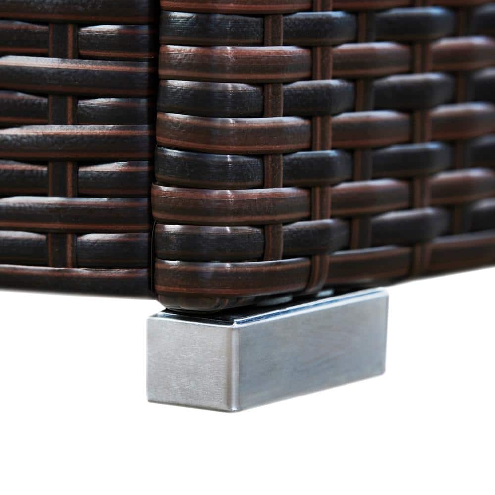 Dark Brown Wicker Propane Tank Cover Table