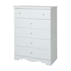 Crystal 5-Drawer Pure White Chest