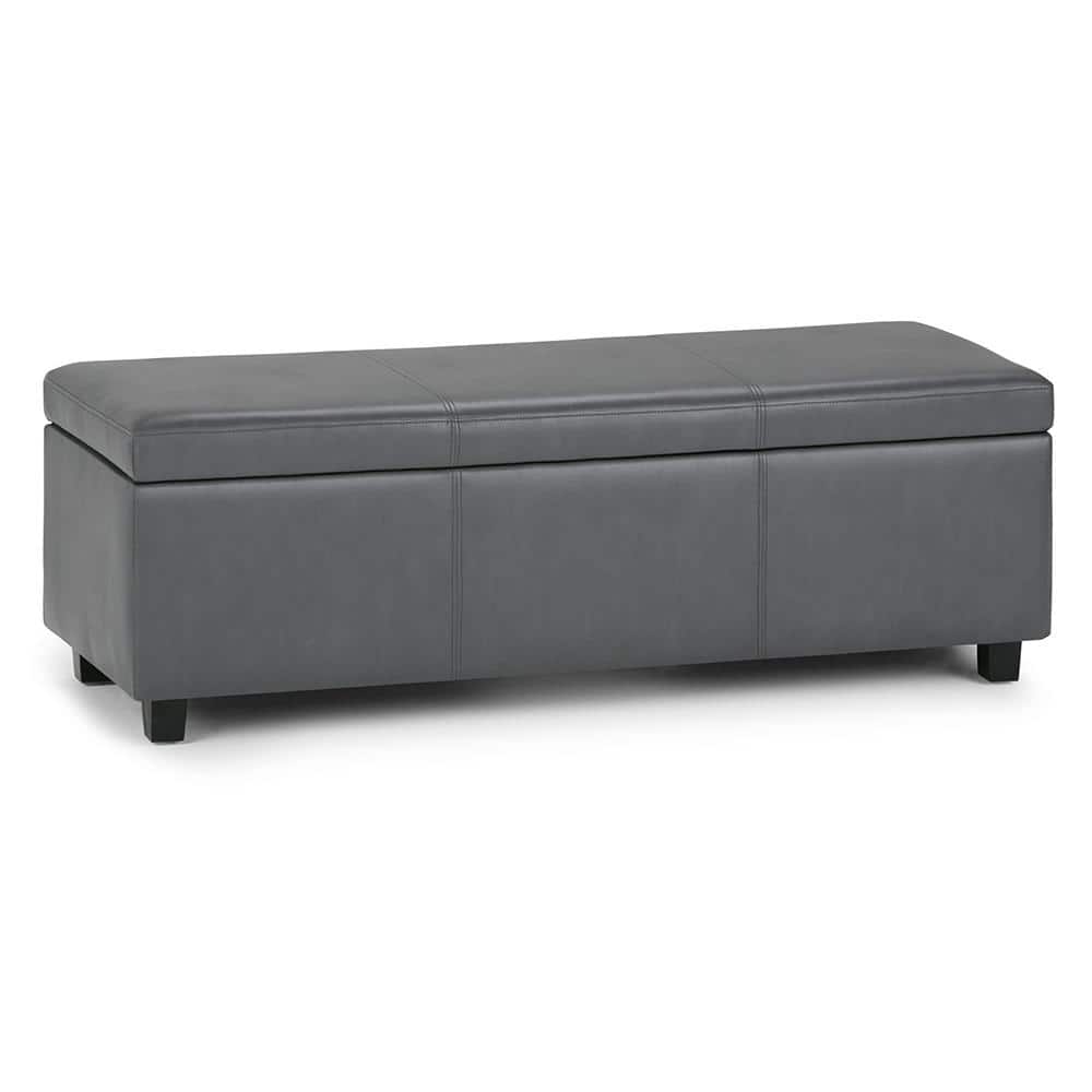 Stone Gray Contemporary Bench Ottoman with Inner Storage