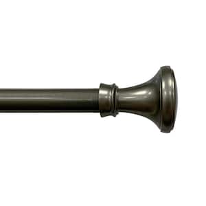 48 in. - 84 in. Adjustable Single Curtain Rod 5/8 in. Dia. in Pewter with Trumpet finials