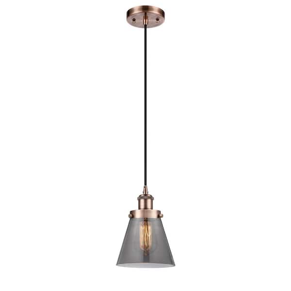 Innovations Cone 60-Watt 1 Light Antique Copper Shaded Mini Pendant Light with Tinted glass Tinted Glass Shade
