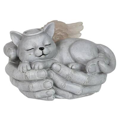 Exhart Solar Cradled Angel Cat Statue 18464 Rs The Home Depot Exhart Solar Cradled Angel Cat Statue, Cat Garden Statue Home Depot