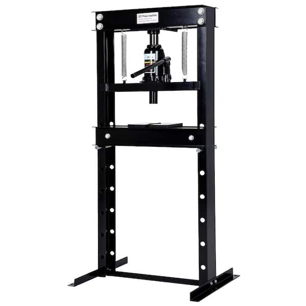 20 Ton Black Carbon Steel Hydraulic H-Frame Shop Press with Adjustable Work Table, Press Plates