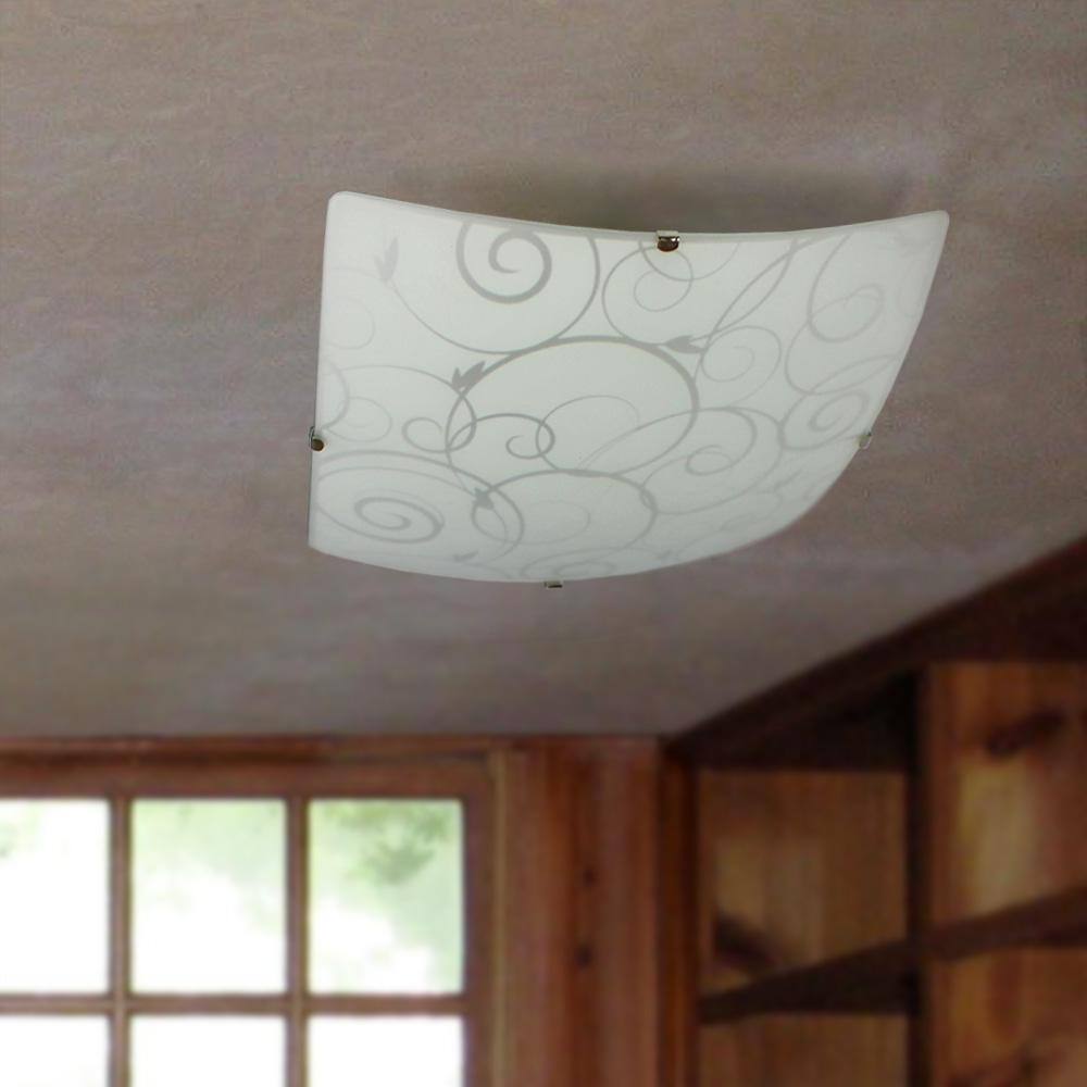 Modern White Glass Square Flush Mount Ceiling Light