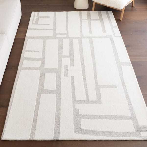 Imogen Geometric Ivory 5 ft. x 8 ft. Indoor Area Rug