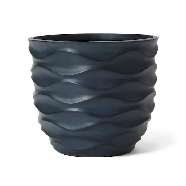 LuxenHome 17.3 in. W x 15.2 in. H Black Ceramic Individual Pot