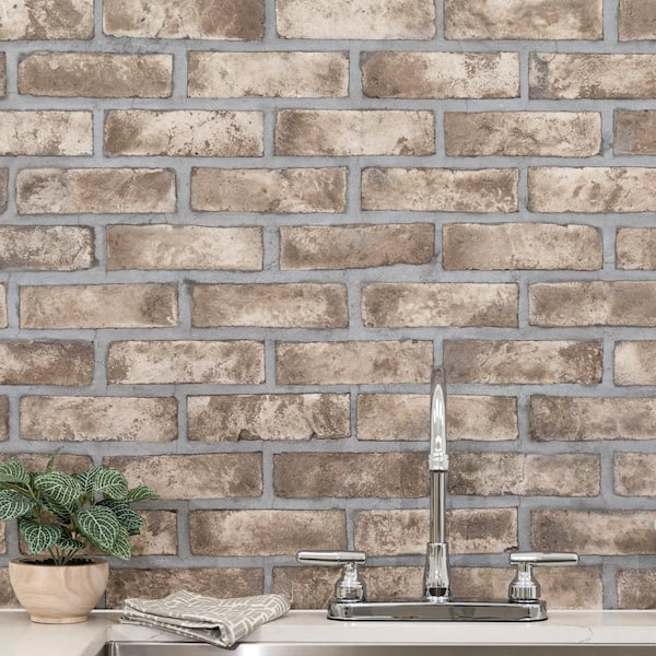 Shower with Gray Glazed Brickwork Square Tiles - Transitional