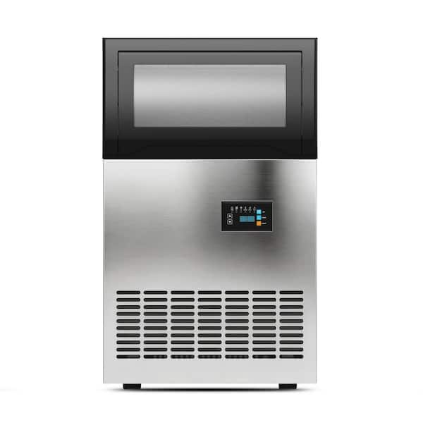 18.98 in.130 lb./24H Commercial Spray Full Size Cubes Freestanding Gourmet Ice Maker,Stainless Steel,30 lbs. Storage Bin