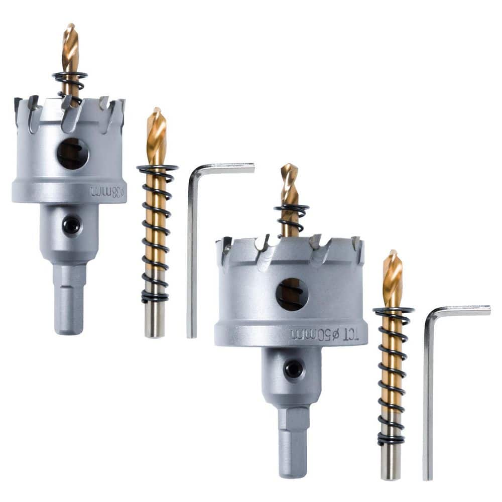 1-1/2 in. & 2 in. Tungsten Carbide Tipped Hole Saws Set w/ Titanium-Plated Pilot Drill Bit for Soft & Hard Metal price history on PriceWatchPro