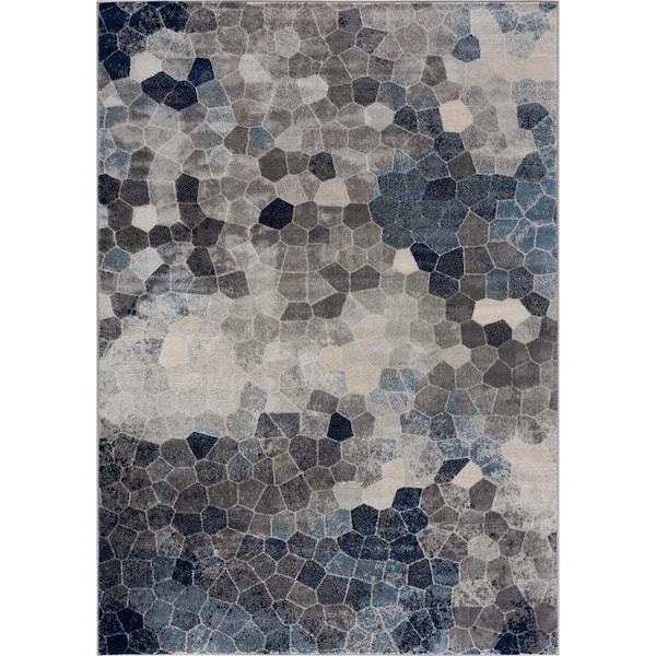 Havana Navy Blue 2 ft. 3 in. x 5 ft. Traditional Distressed Doormat Area Rug Entrance Floor Mat