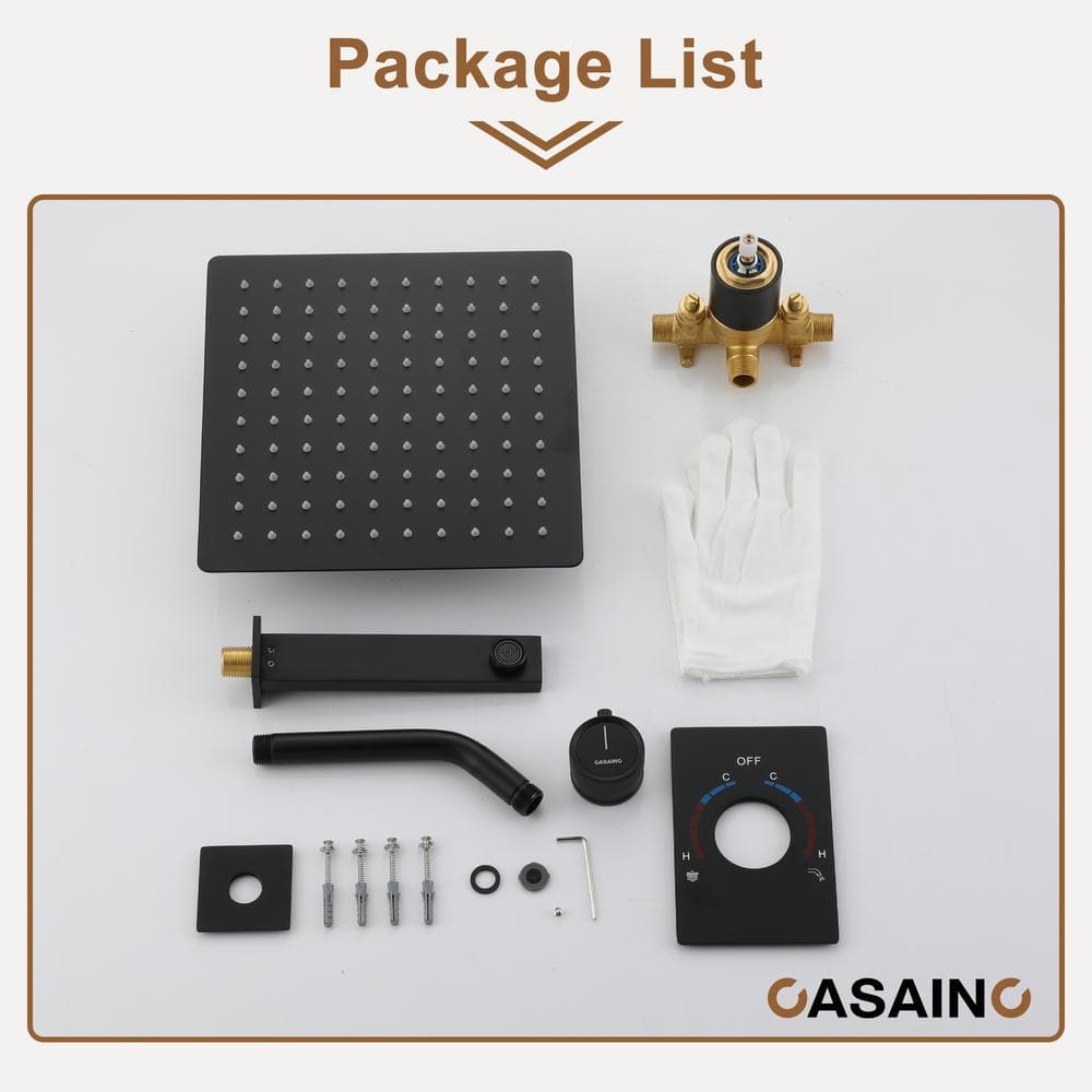 Matte Black Large Square Rainfall Wall Mounted Shower System