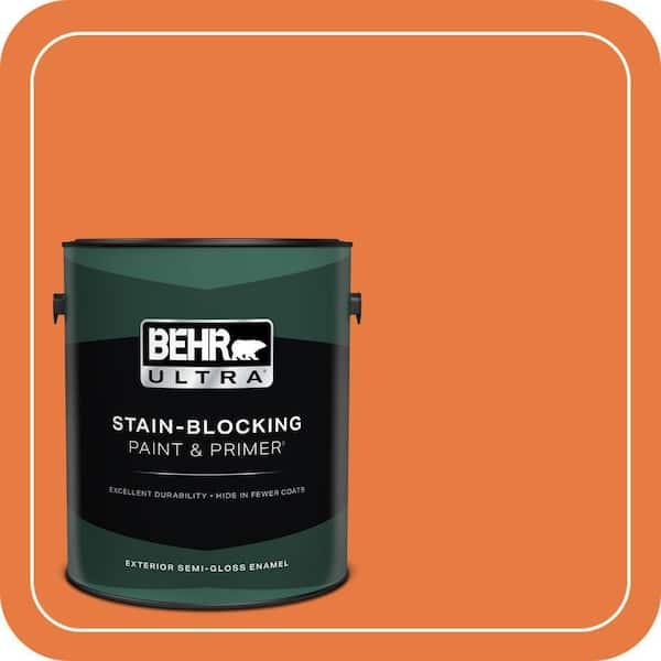 BEHR ULTRA 1 gal. #S-G-250 Solar Flare Semi-Gloss Enamel Exterior Paint & Primer