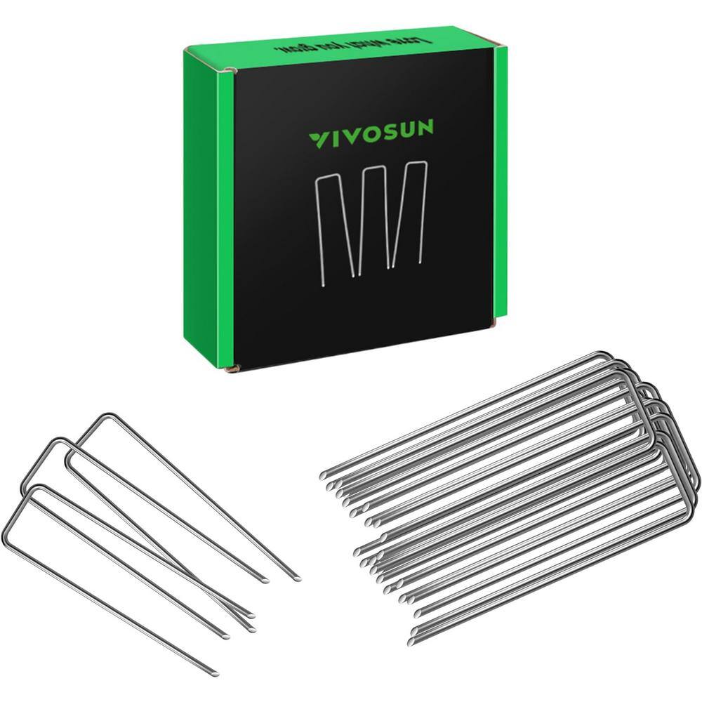 6 Inch Galvanized Steel U-Shaped Garden Stakes, 100-Pack
