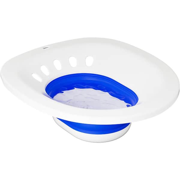 Collapsible Sitz Bath Kit for Toilet Seat Postpartum Care Hemorrhoids Relief Foldable Storage Blue No Flusher