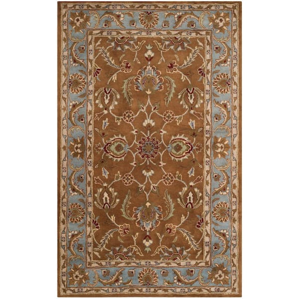 SAFAVIEH Heritage Collection X-Large Area Rug - 12' x 18', Blue & Brown,  Handmade Traditional Oriental Wool, Ideal for High Traffic Areas in Living