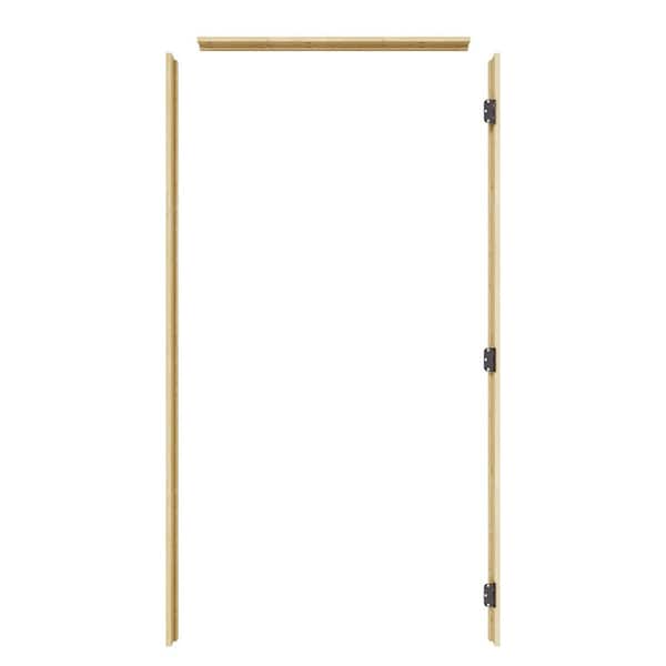 36 in. x 80 in. Unfinished Pine Wood Knock Down Door Frame 3-Piece + Weatherseal Left-Handed for Interior Prehung Door