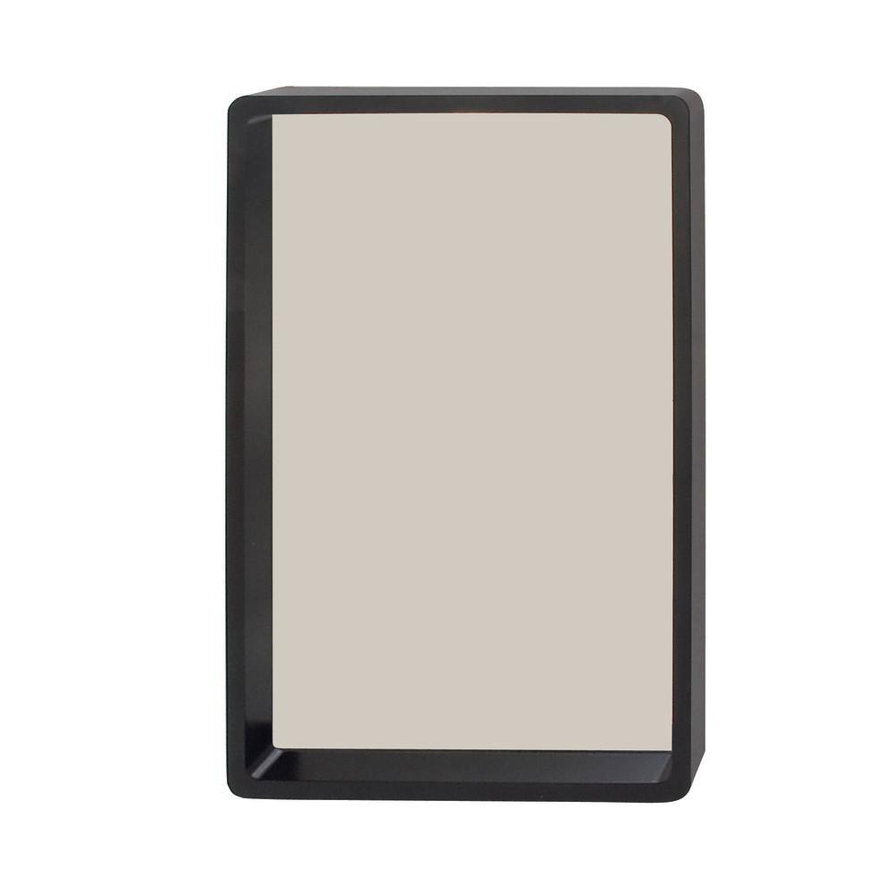 Elegant Matte Black Solid Wood Rectangular Wall Mirror 24" x 36"