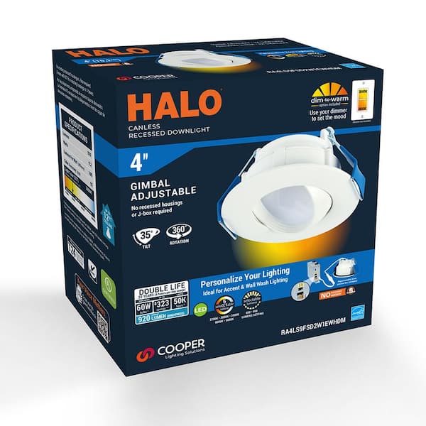 RA 4 in. Integrated LED Recessed Light Trim, 600 Lumens/900 Lumens, 5 Selectable CCT, D2W, 120-Volt, DM