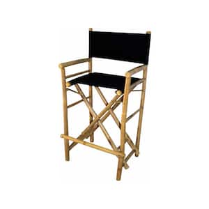 19 in. L x 23 in. W x 43 in. H Tall Bamboo Director Chairs, Black Canvas (Set of 2)