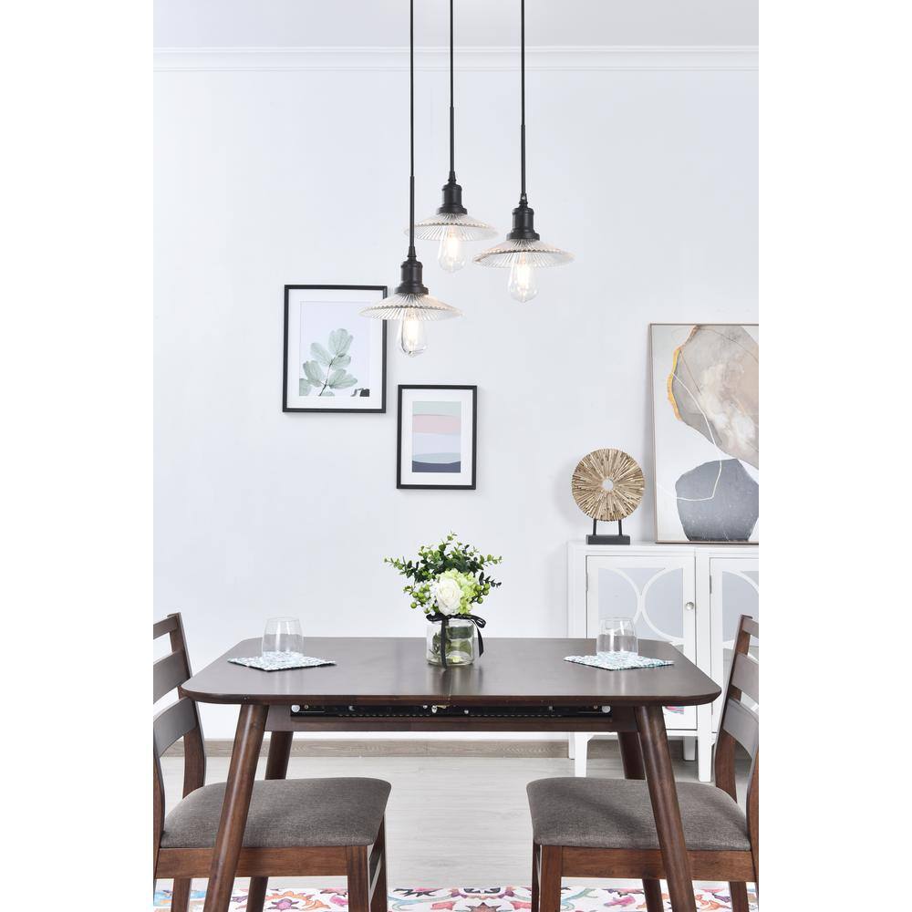 Mid-Century Modern Waltz 3-Light Black and White Pendant