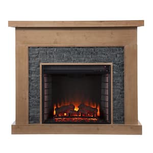 Standlon 45 in. Freestanding Wooden Electric Fireplace in Natural