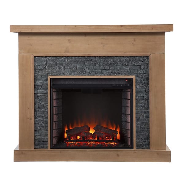 SEI FURNITURE Standlon 45 in. Freestanding Wooden Electric Fireplace in Natural