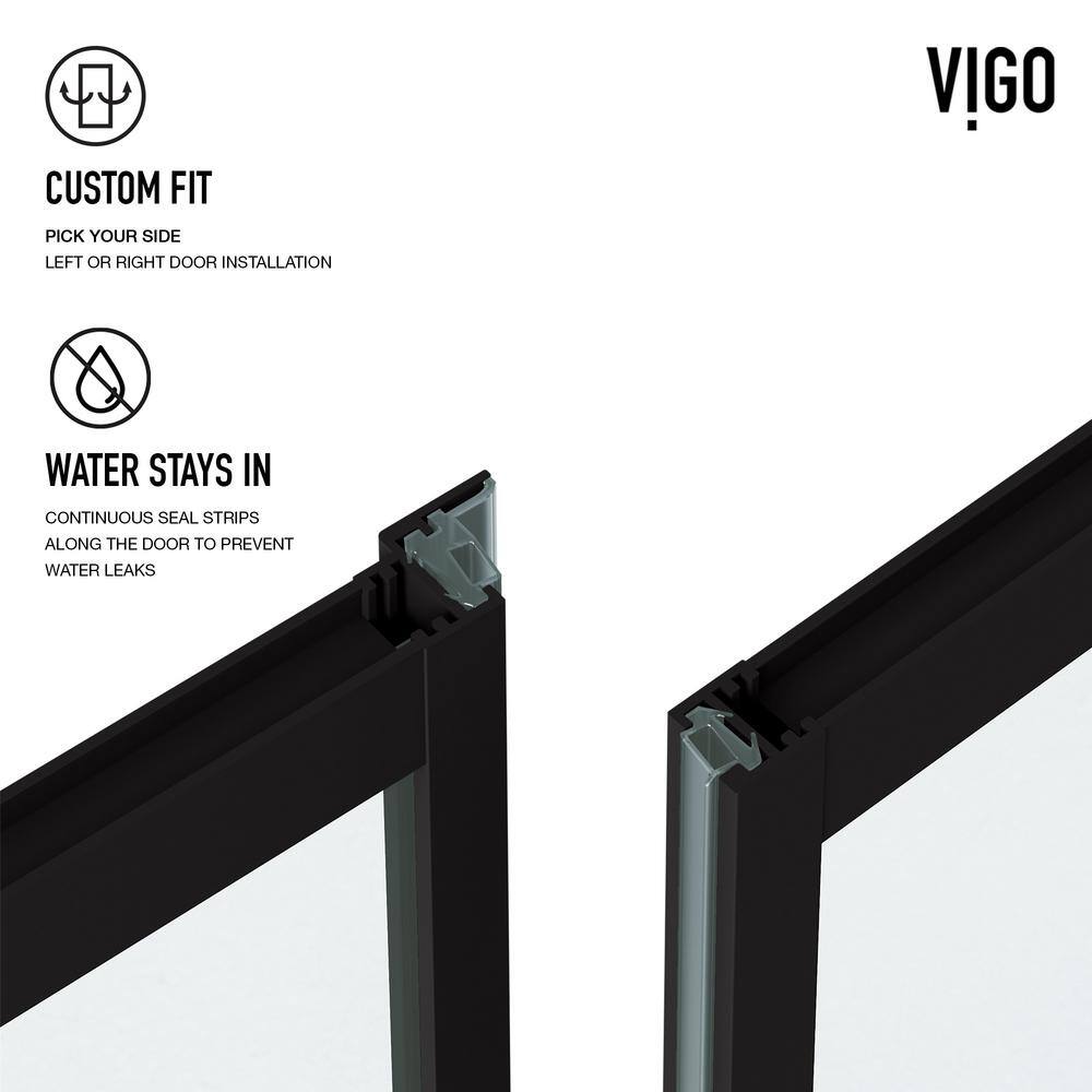 Meridian 60" Matte Black and Clear Grid Glass Shower Door