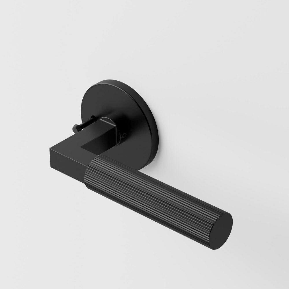 Mila Matte Black Modern Bed/Bath Hall/Closet Linear Door Handle, Round Plate and Concealed Screws (Privacy/Passage) price history on PriceWatchPro