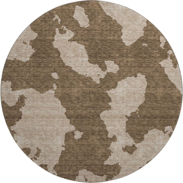 Addison Rugs Mayfield Premium Machine Washable Abstract AMF975 Brown 8 ft. x 8 ft. Round Rug