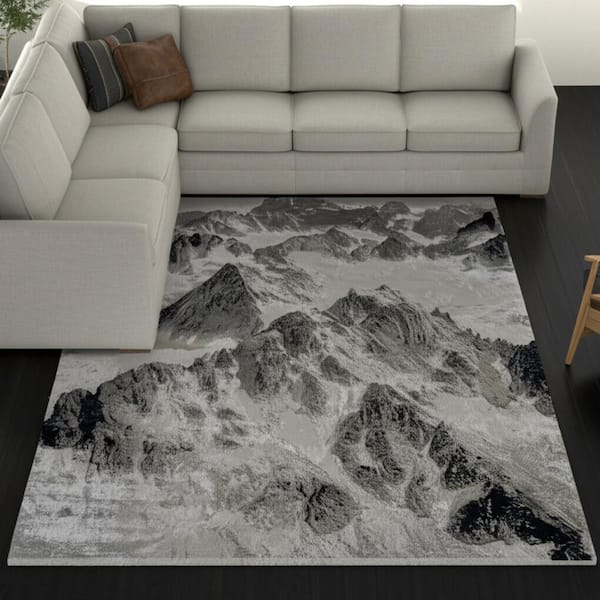Black 7 x 10 ft. Loomed Abstract Rectangle Indoor Area Rug