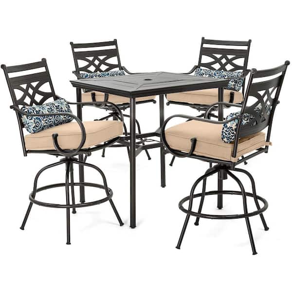 Steel Outdoor Bar Height Dining Set, Bar Style Kitchen Table And Chairs Set