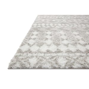 Bliss Micro Shag Ash Grey/White 5 ft. 3 in. x 7 ft. 6 in. Modern Area Rug