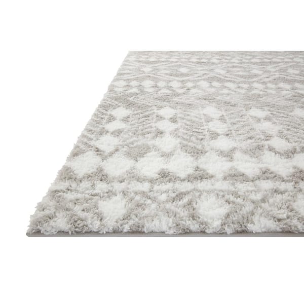 Bliss Micro Shag Ash Grey/White 5 ft. 3 in. x 7 ft. 6 in. Modern Area Rug