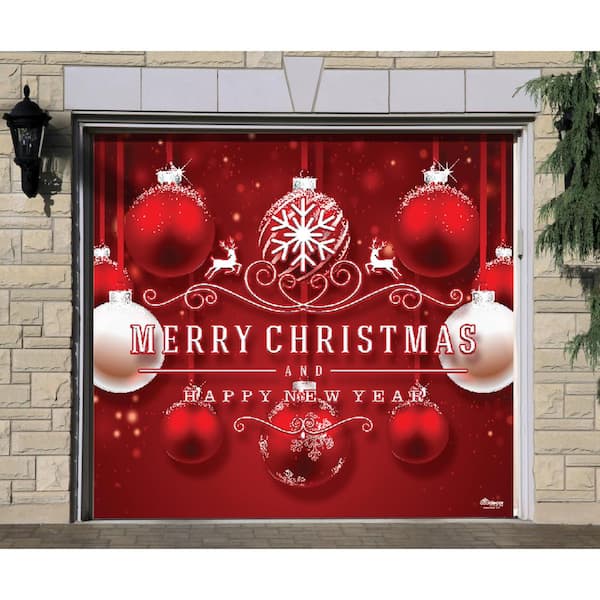 My Door Decor 7 ft. x 8 ft. Red Ornaments-Christmas Garage Door ...