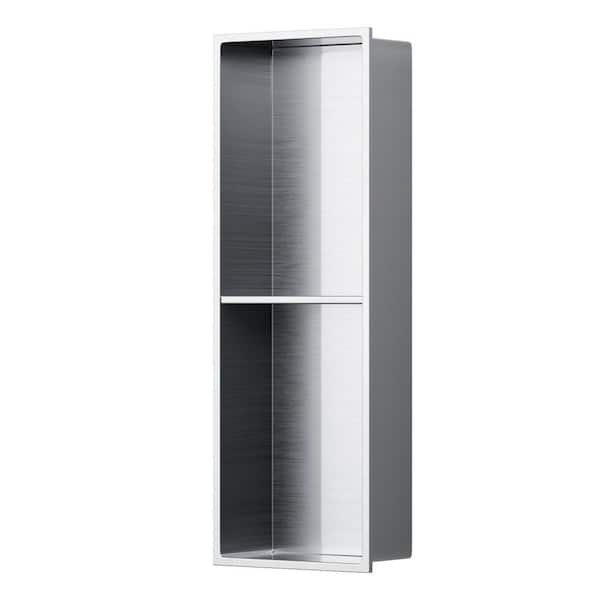 8 in. W x 24 in. H x 4 in. D Bathroom Shower Niche Standard Niche Over Mount Installation in Brushed Nickel