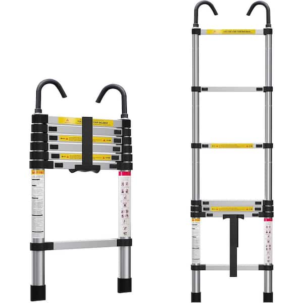 6.6ft Aluminum Telescoping Ladder, Lightweight Collapsible with Hook, 330 lbs Capacity