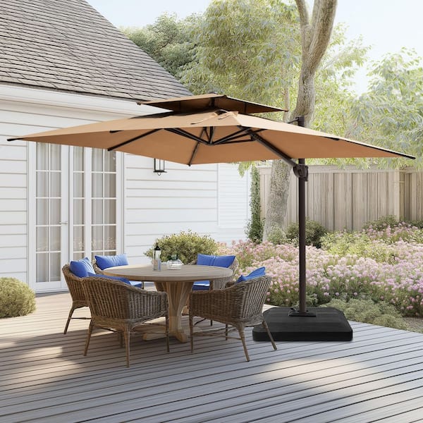 in ground patio umbrella stand Wicker Style Base sizehelmet-48 Base  Finish:Glacier Base  Finish JEAREY 11 ft. Outdoor or in your garden